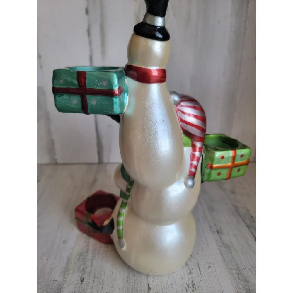 Pier 1 Snowman Trio tea light present‎ gift holder Xmas home decor